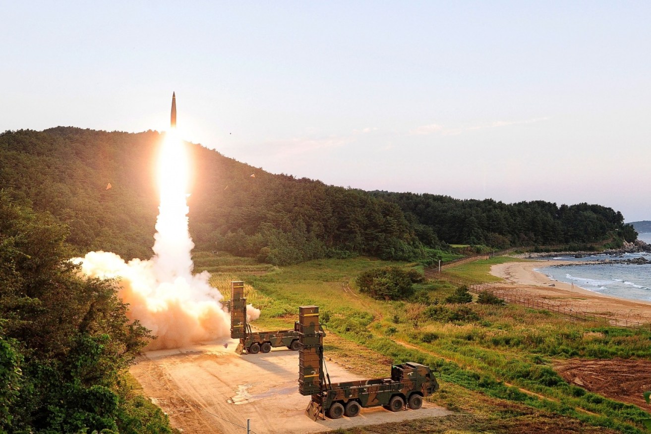 South Korea fires a ballistic missile during an exercise after North Korea's nuclear test.