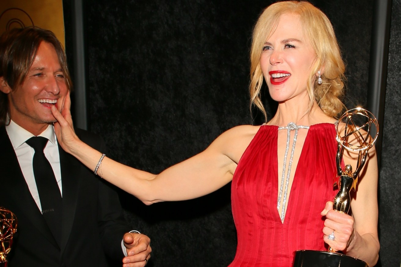 Does this look like a couple in trouble? Keith Urban and Nicole Kidman celebrate her Emmys triumphs.