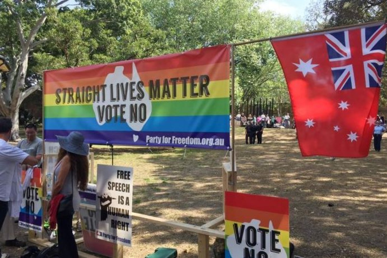 Opponents of marriage equality were thin on the ground at the rally, outnumbered by supporters who want the law changed.
