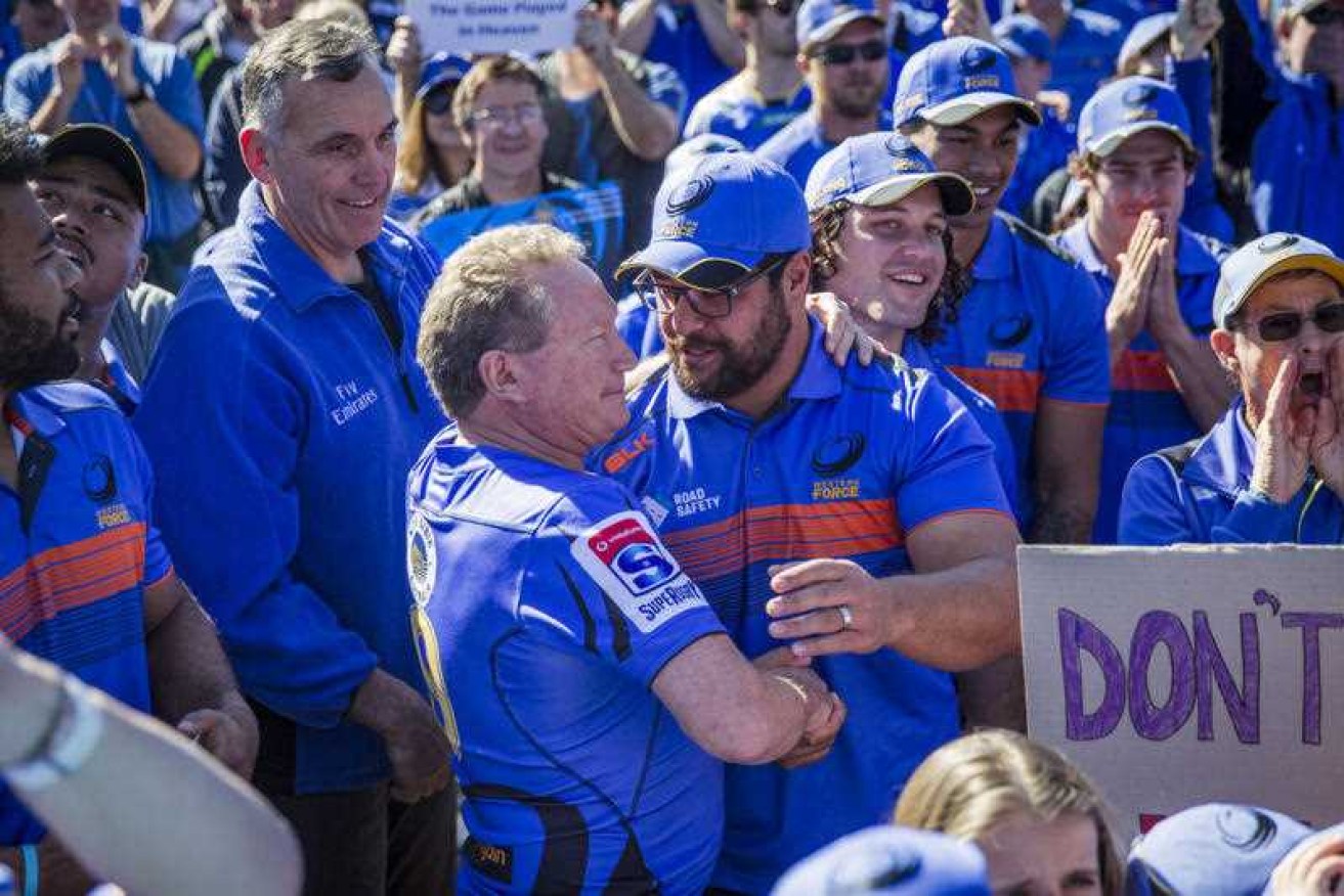 Andrew Forrest in the crowd during a rally of around 10,000 Force fans in Perth last month. Photo: AAP