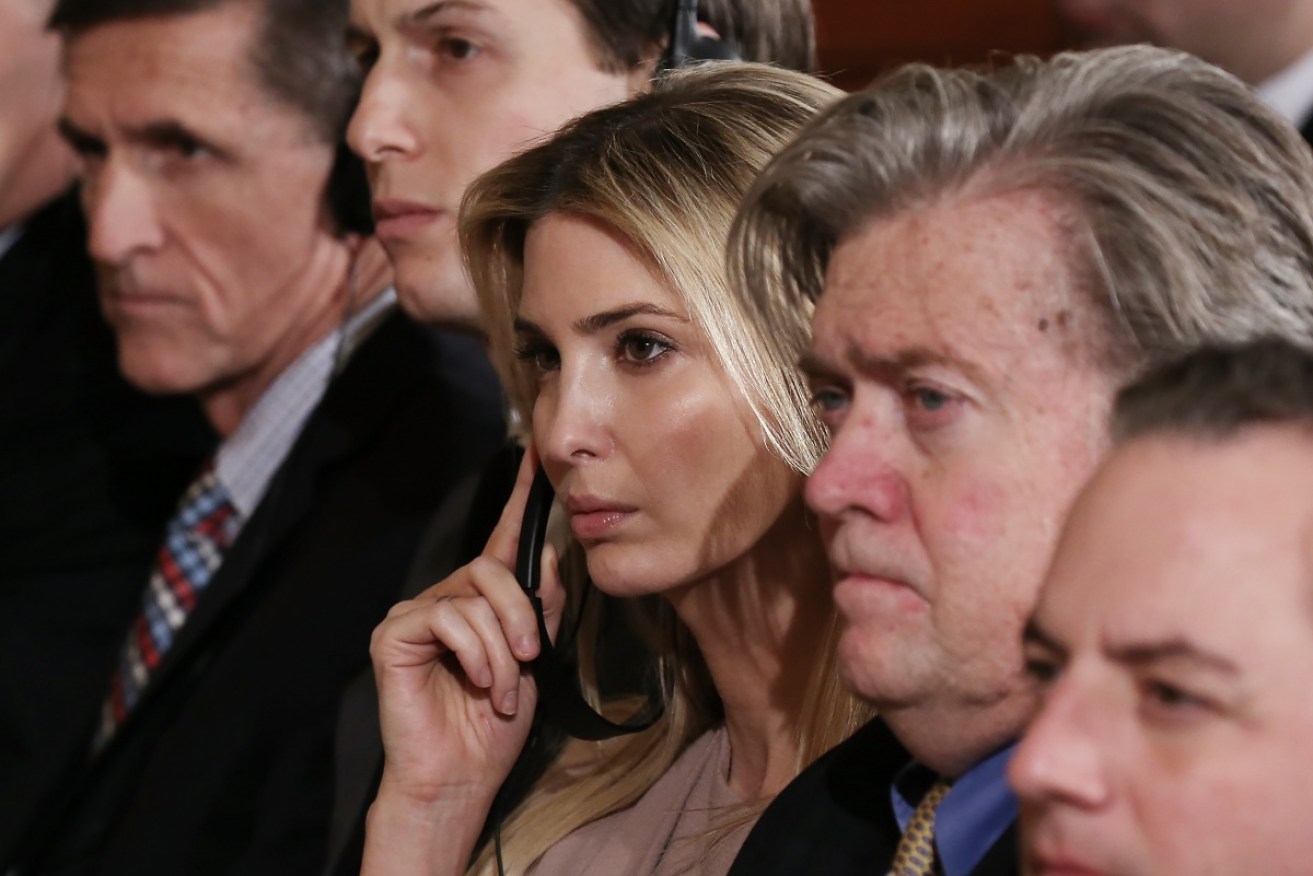 Ivanka Trump (C) and Stephen Bannon are among those thought to be using private email accounts. 
