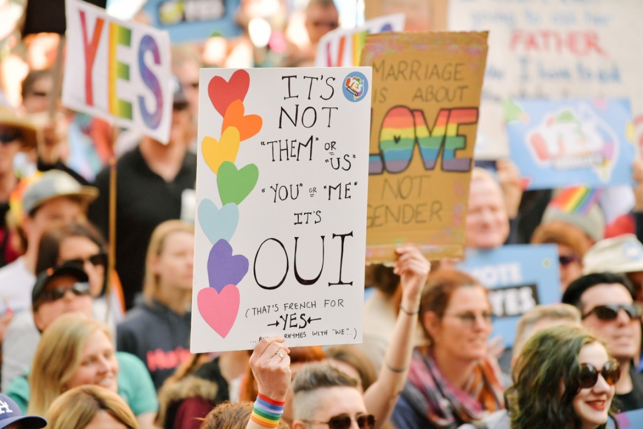 'Yes' campaigners have so far focused on positive themes of love and equality. 