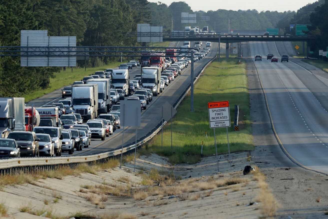 Vehicles head south on I-95 as people evacuate Florida and Georgia ahead of the arrival of Hurricane Irma.