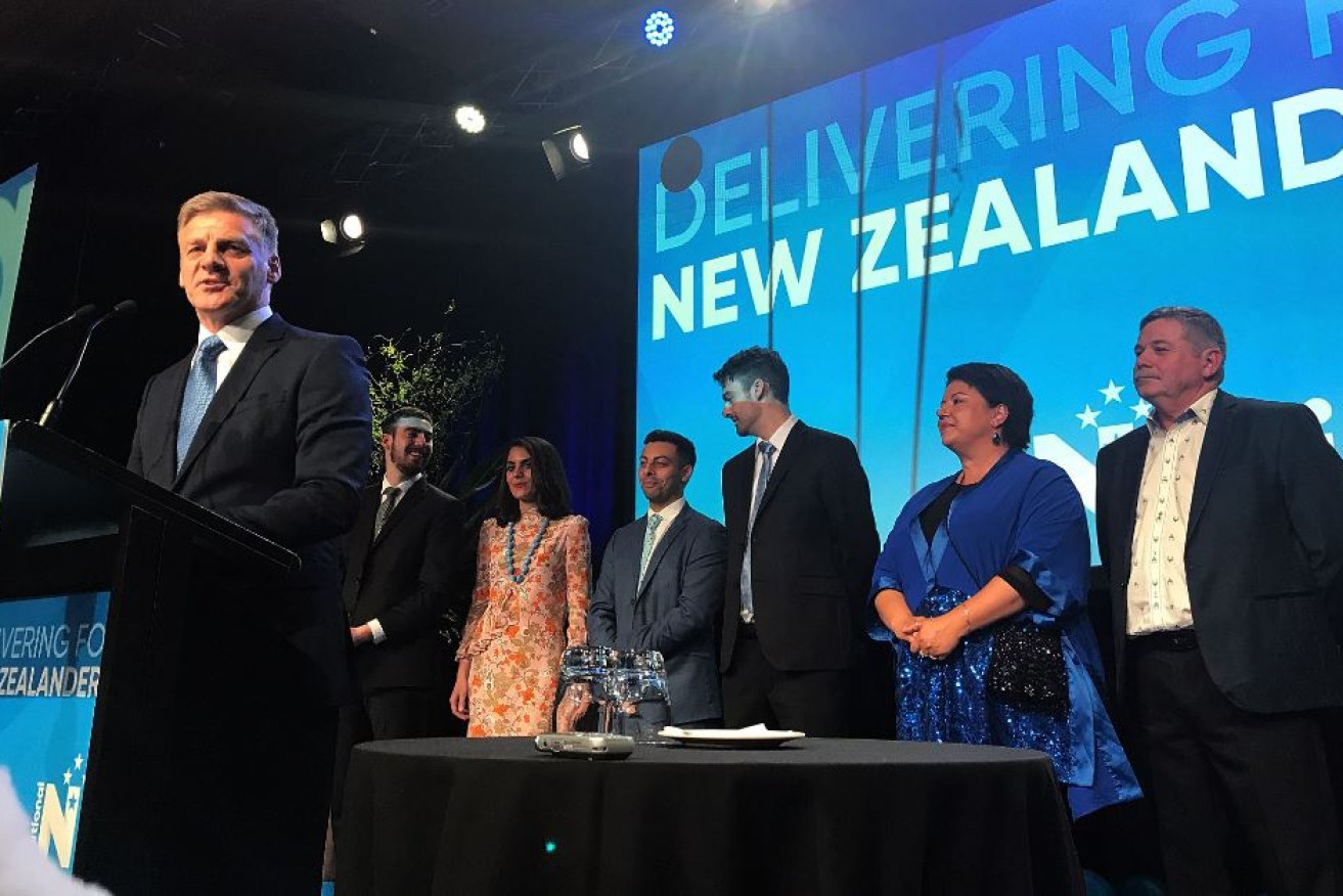 National Party leader Bill English addresses supporters when it became clear that he did not have the numbers to form government without a deal with one of the minor parties.