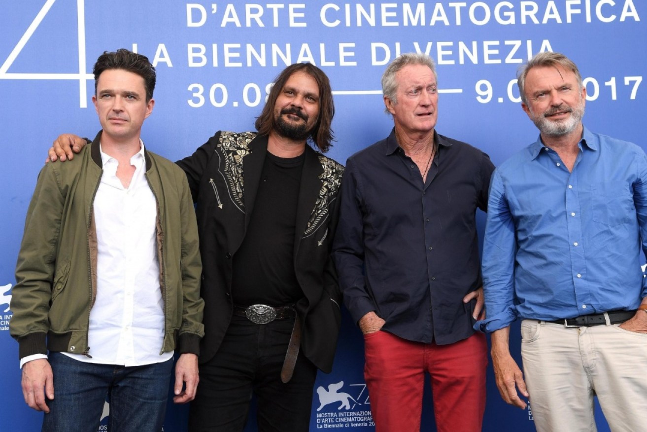 Director Warwick Thornton (2L) with actors Matt Day, Bryan Brown and Sam Neill at this year's Venice Film Festival. 
