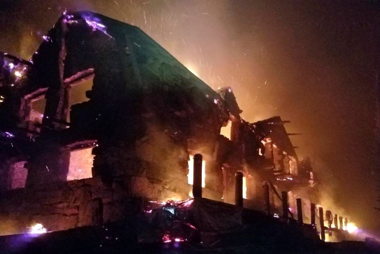 Montana's historic Sperry Chalet in Glacier National Park is consumed by flames.