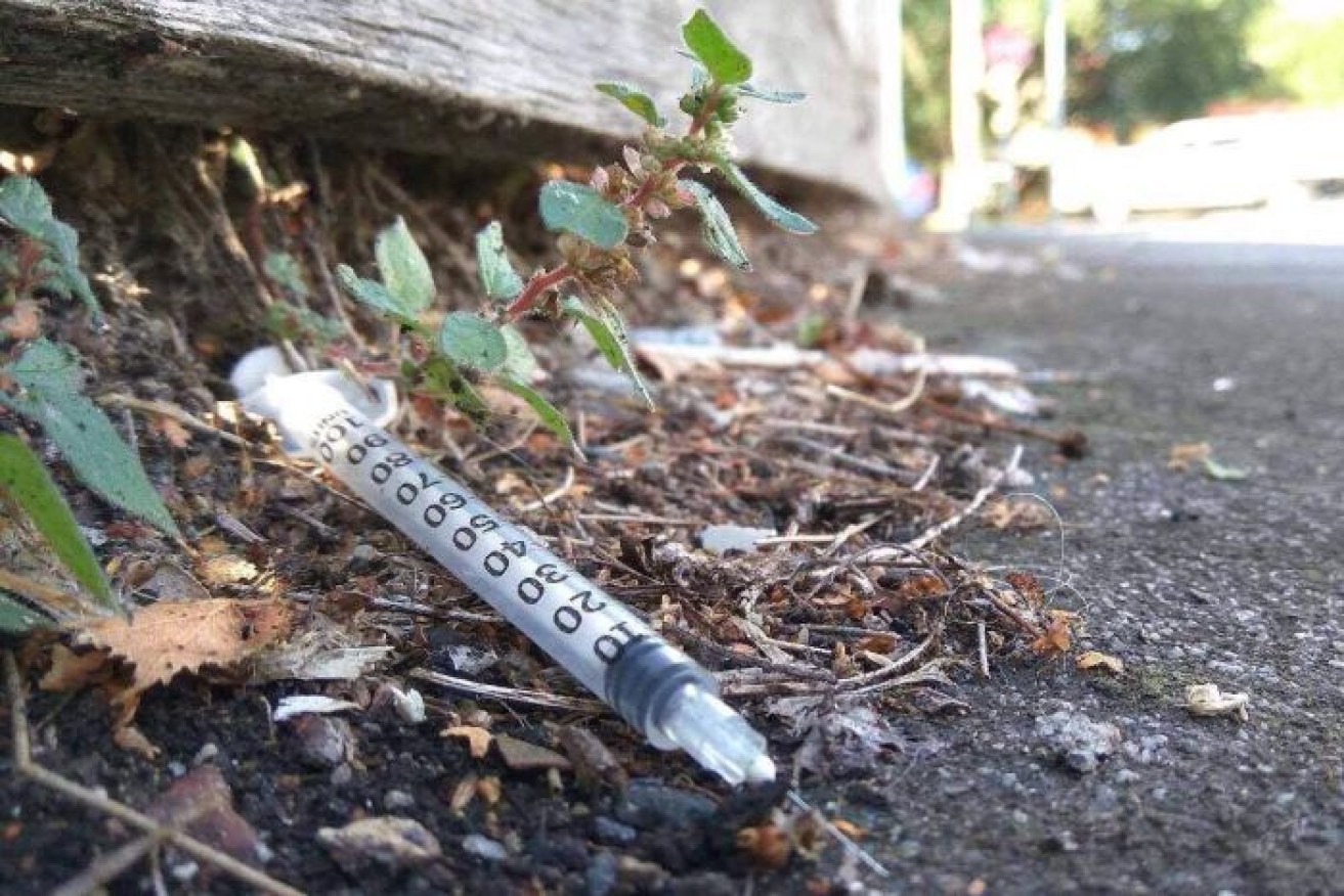 Used syringes in the streets around Richmond, near where a safe injection room has been established.