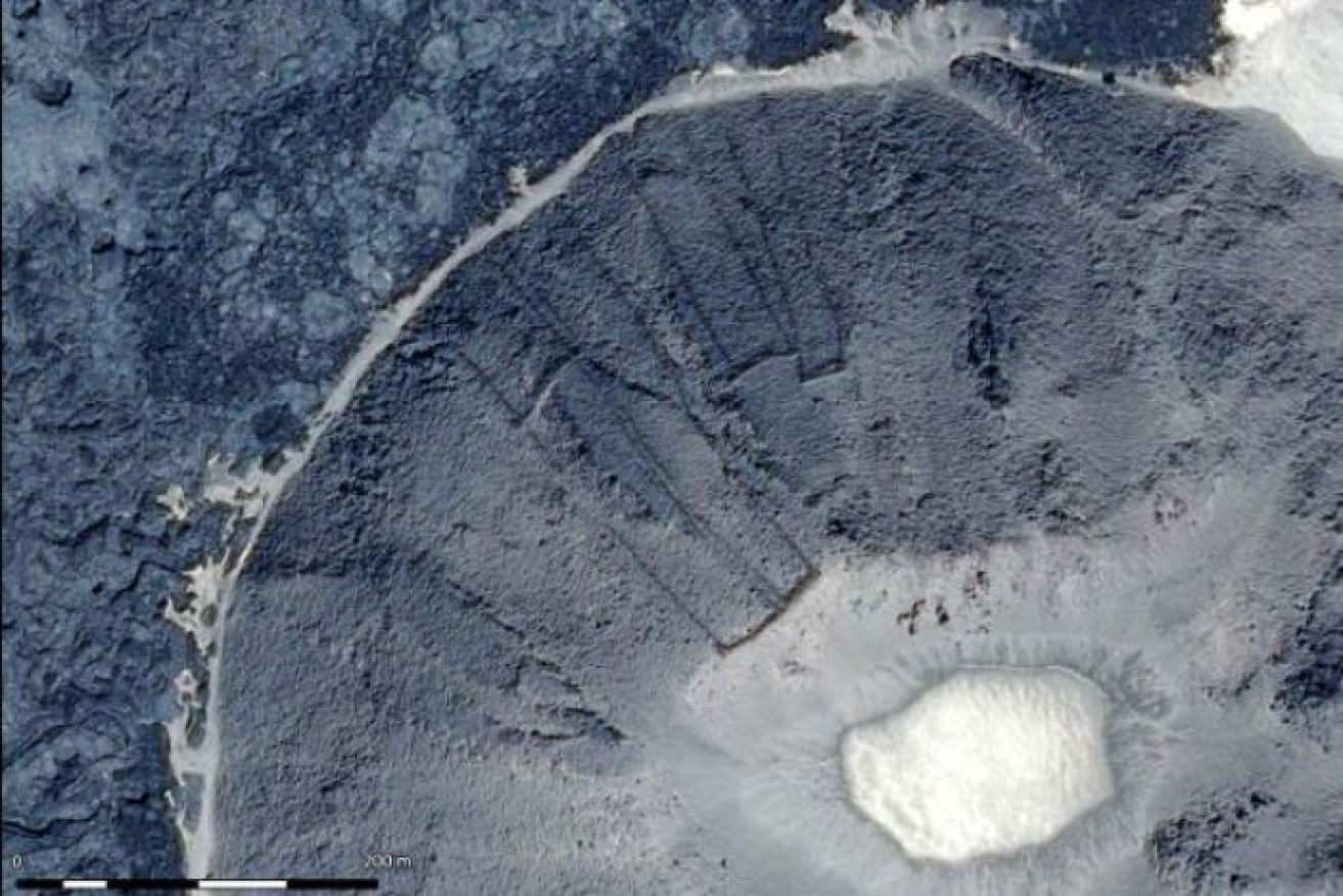 The stone "gates" are easily visible from aerial images.