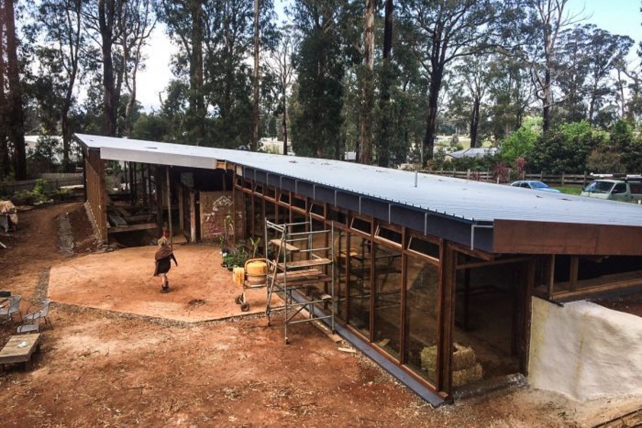 The Earthship rises: The building takes shape at Kinglake, one of the worst-hit areas in the black Saturday fires.  
