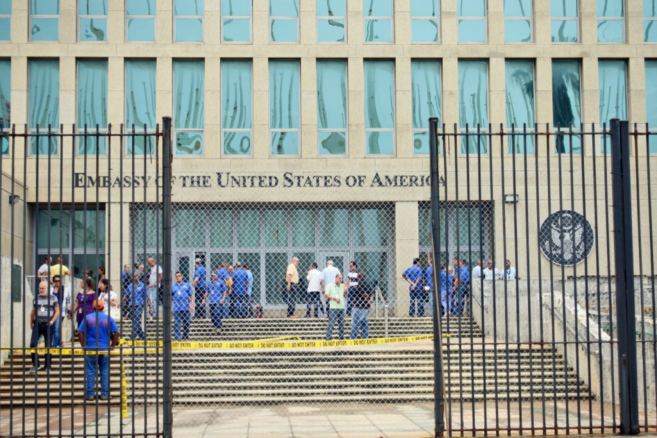 US Embassy staff in Cuba gather as the US State Department evacuated staff in the wake of mysterious injuries.