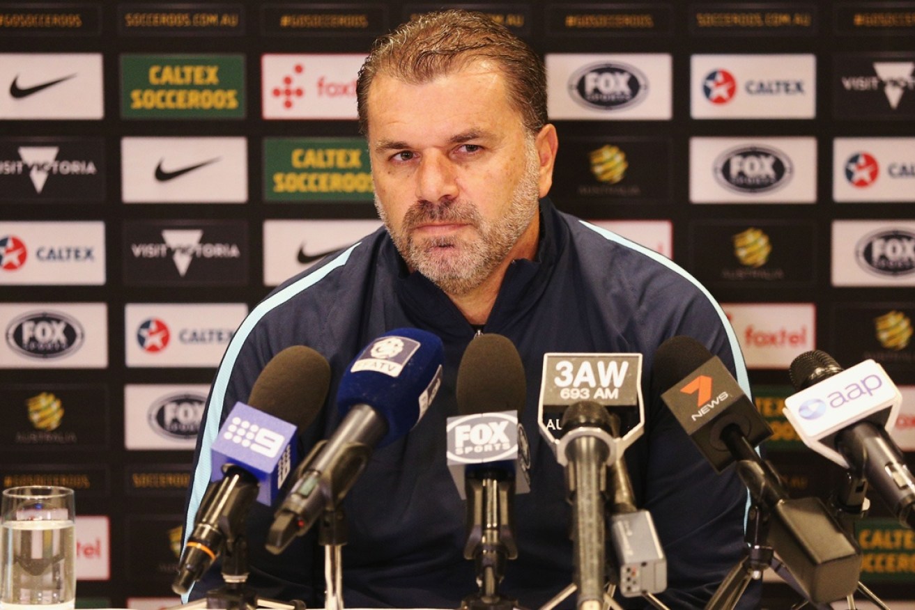Socceroos coach Ange Postecoglou speaks to the press.
