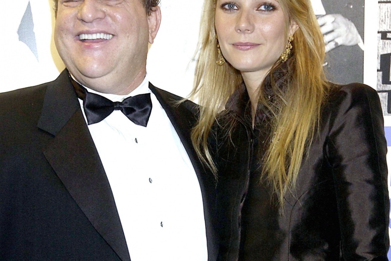 Gwyneth Paltrow with Harvey Weinstein in 2002, around seven years after she claims he made sexual advances towards her.