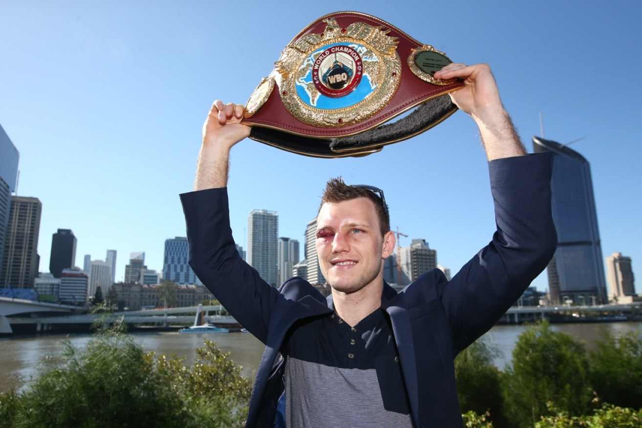 Jeff Horn with his WBO belt after beating Manny Pacquiao.