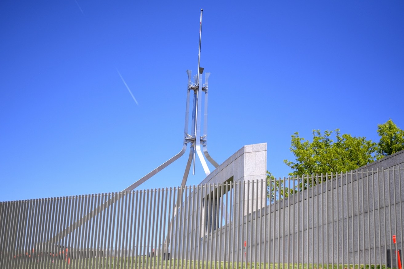 The newly built security fence at Parliament House.