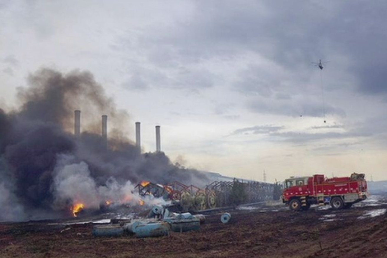 Firefighters battle the blaze in the Hazelwood coal mine in 2014, which blanketed Morwell in smoke and ash.  