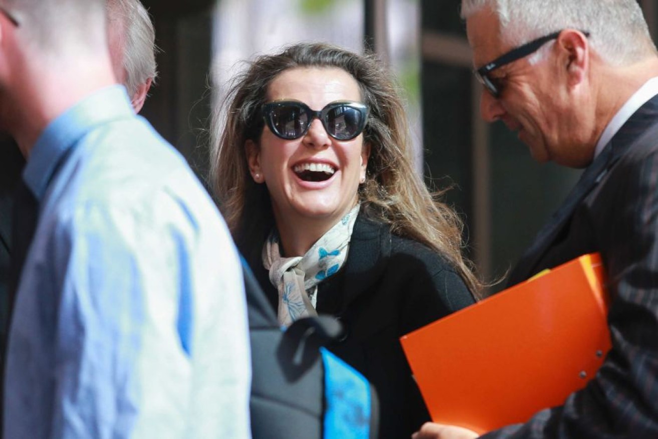 Kathy Jackson, in November 2017, arrives at court flanked by her partner and lawyers.  