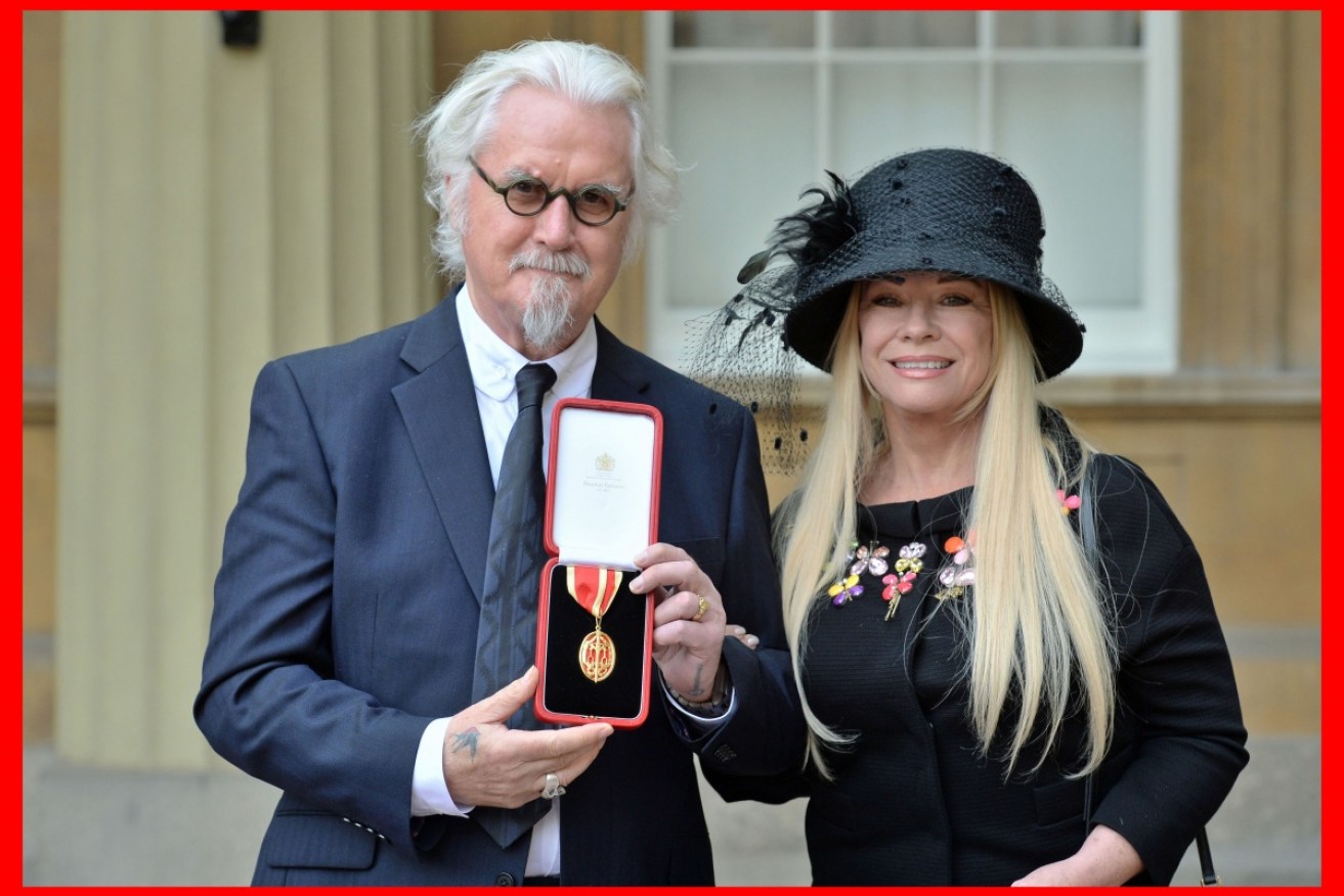 Billy Connolly and his wife Pamela Stephenson attended the official ceremony at Buckingham Palace.
