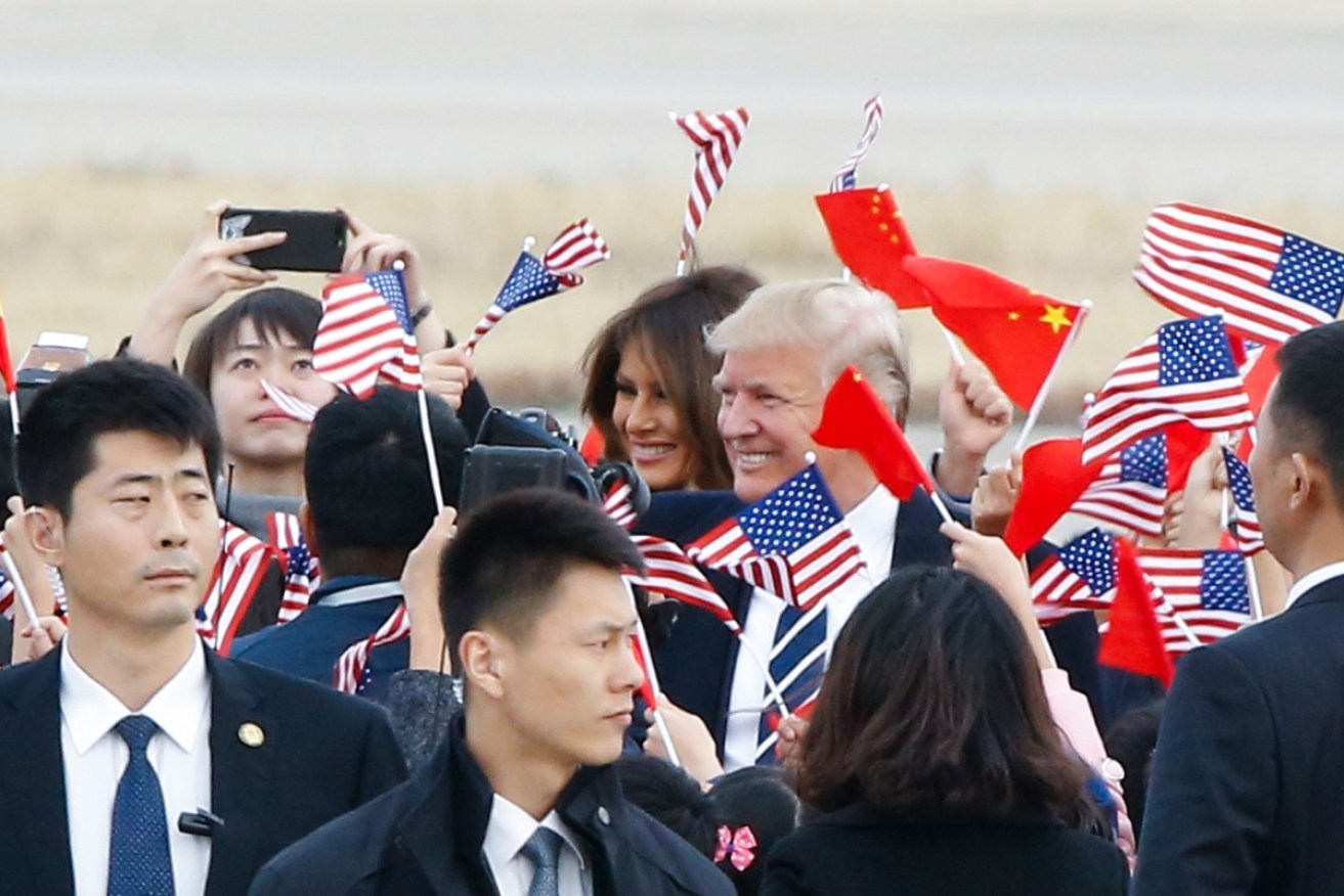 The Trumps were welcomes with fanfare in Beijing.
