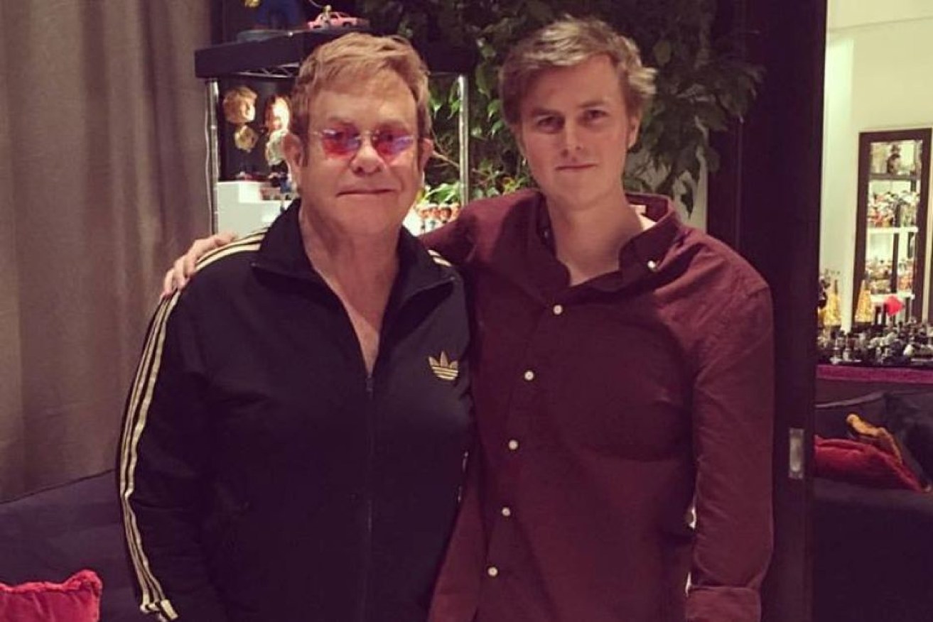 Sir Elton John with Aussie musician Tate Sheridan.