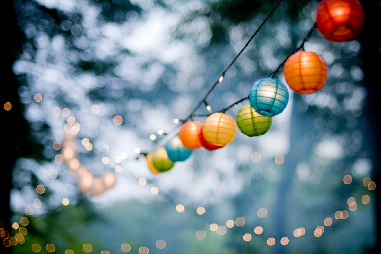 Paper lanterns can be a budget-friendly way to spruce up a garden.