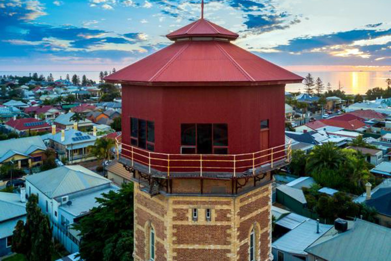 The expansive top floor of the 1880 water tower offers a 360-degree view overlooking Adelaide.