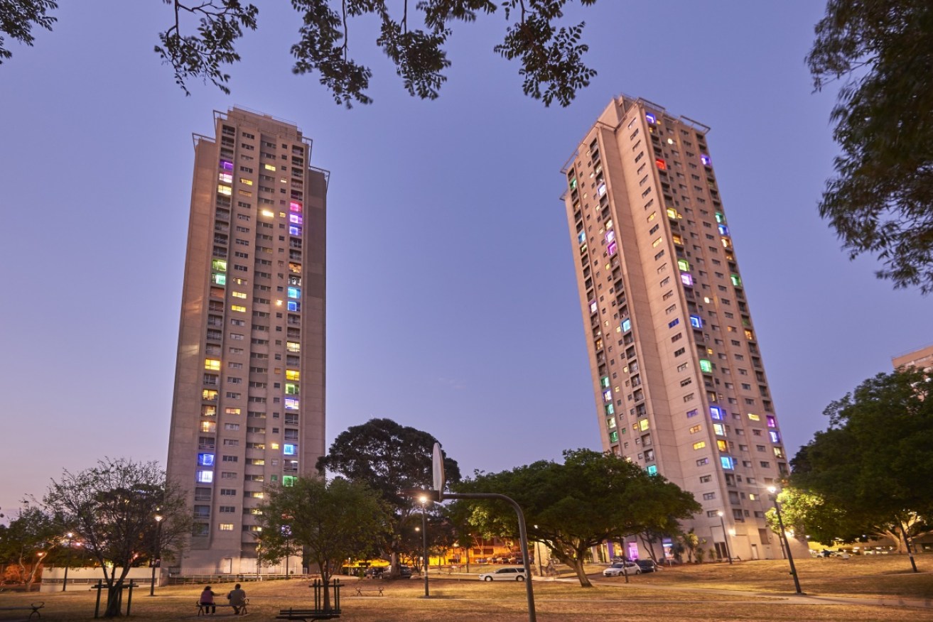The Waterloo public housing blocks in inner-Sydney, where residents are facing eviction, is pictured.