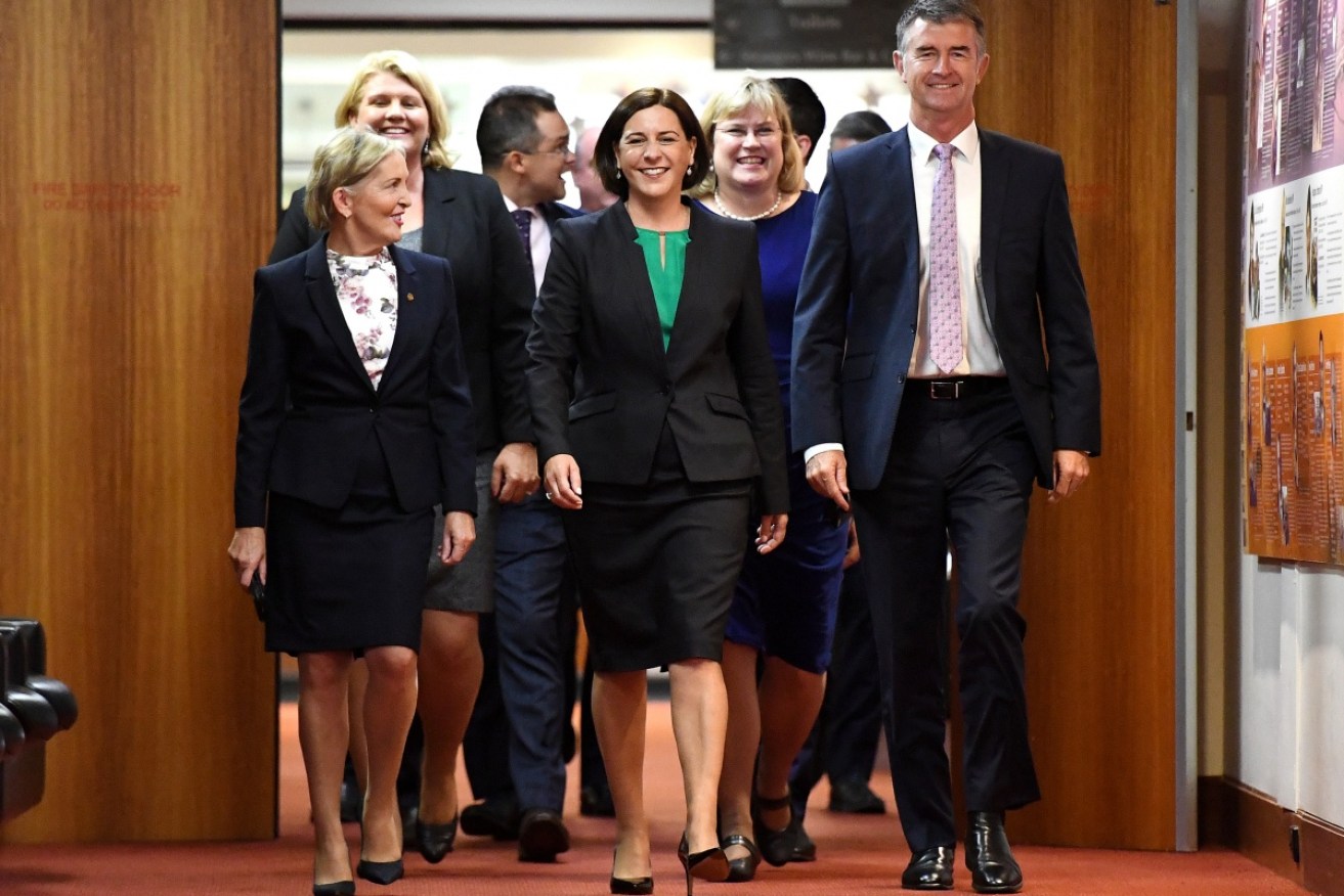 Opposition leader Deb Frecklington and her team. 