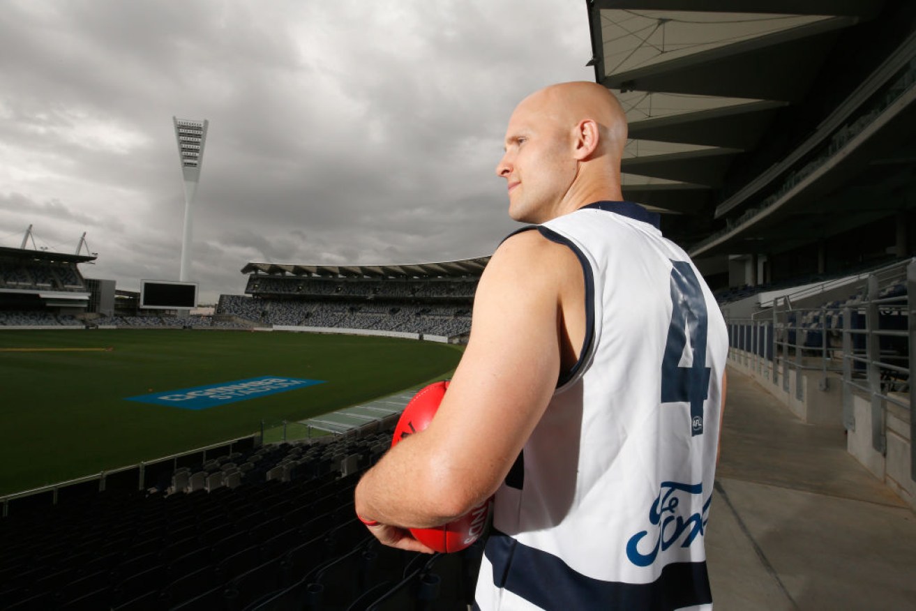 Gary Ablett unveils his new number at the Cats.
