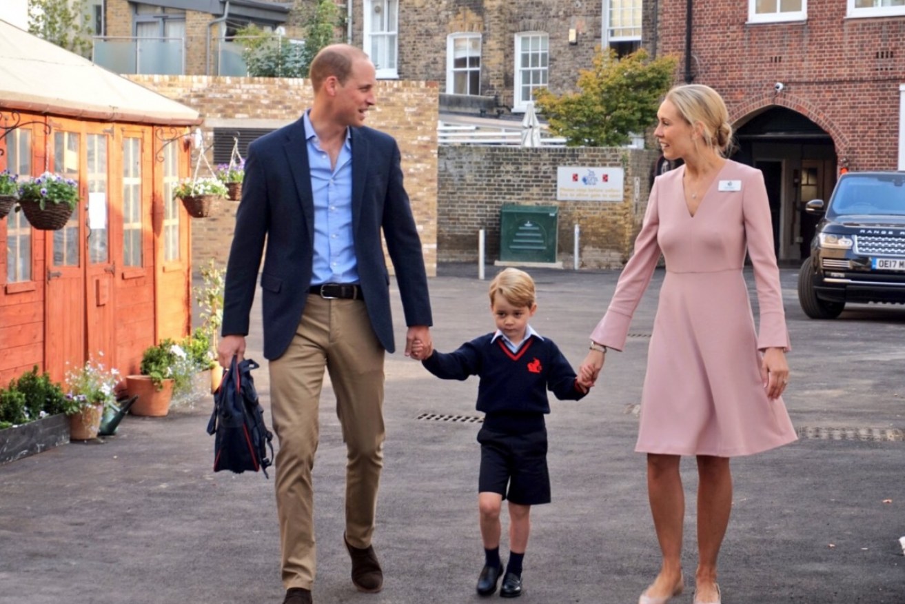 Prince George arriving for his first day at school in September last year. Photo: Twitter