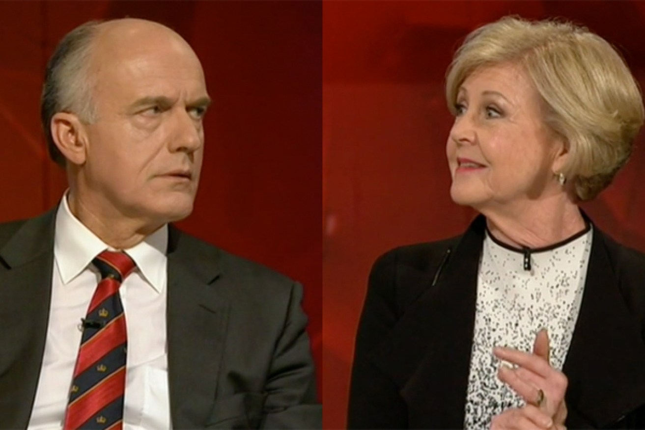 Eric Abetz and Gillian Triggs were at odds several times during the broadcast, although it was always civil.