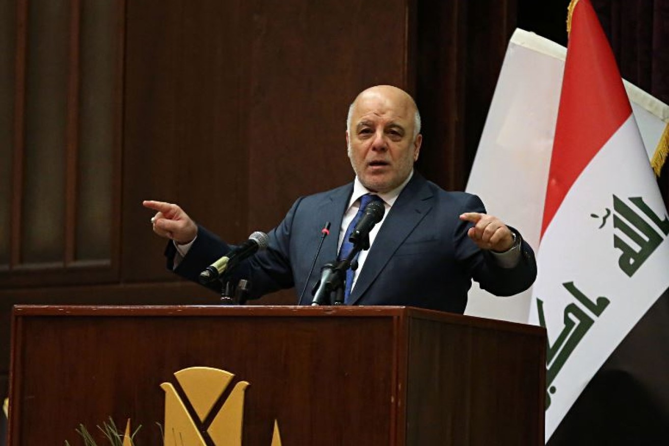 Iraqi president Haider al-Abadi claims total victory over ISIS at a Baghdad press conference.