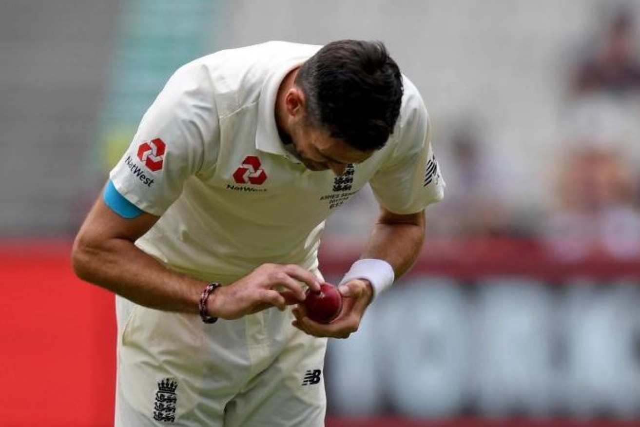 England's Jimmy Anderson pays close attention to the ball at the MCG -- too much close attention, according to some. 