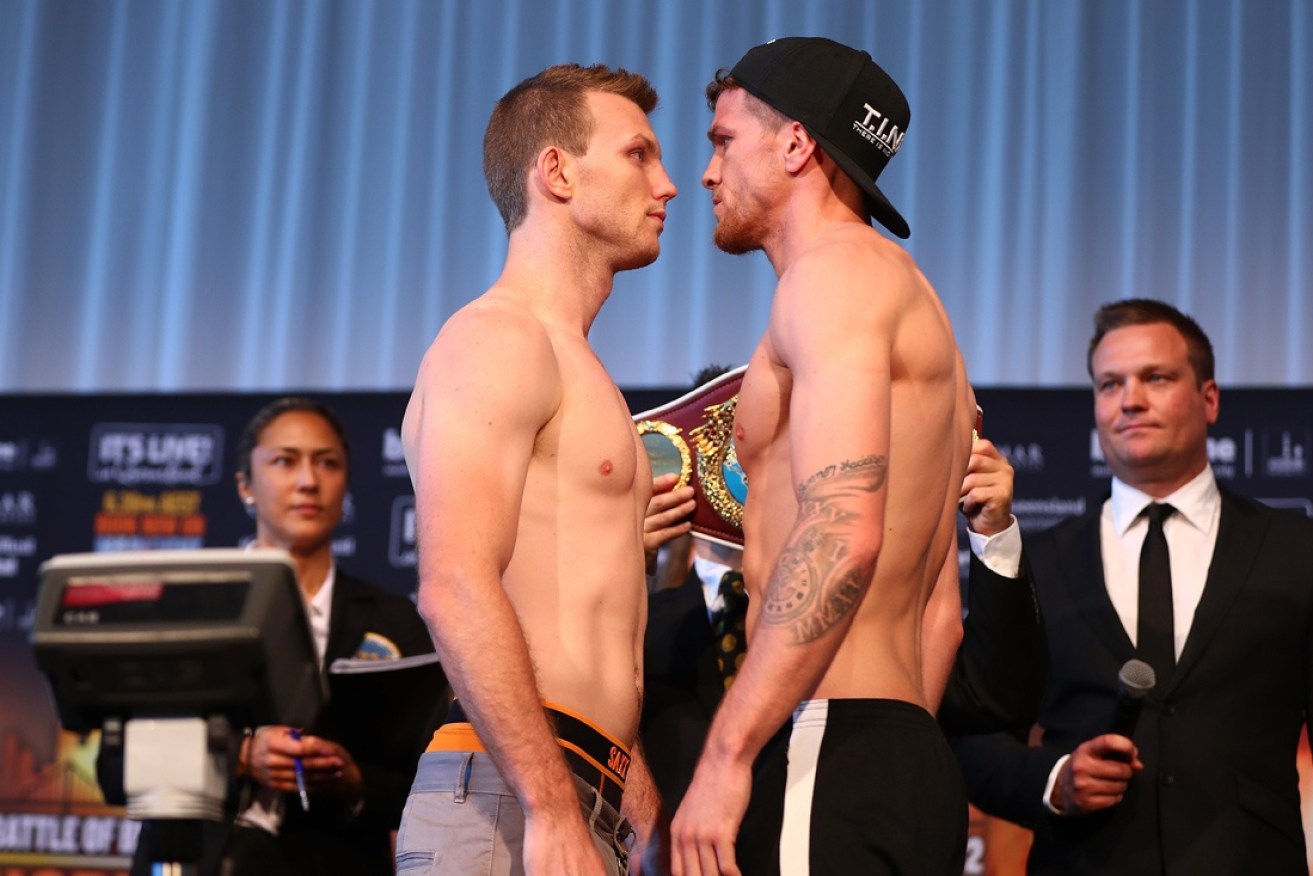 Horn and Corcoran at Tuesday's weigh in.