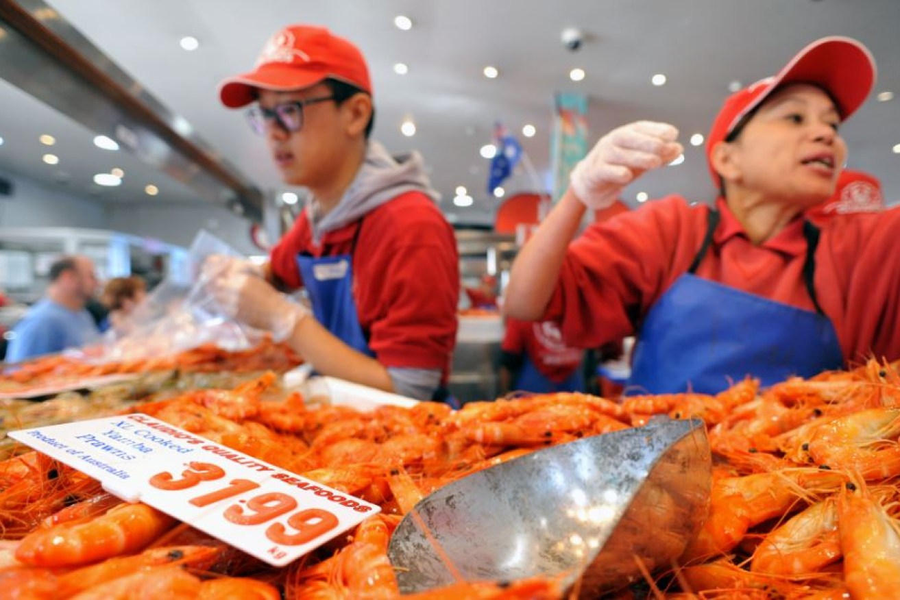 Prawns are the big sellers at Sydney Fish Market, but oysters and crabs aren't being overlooked.