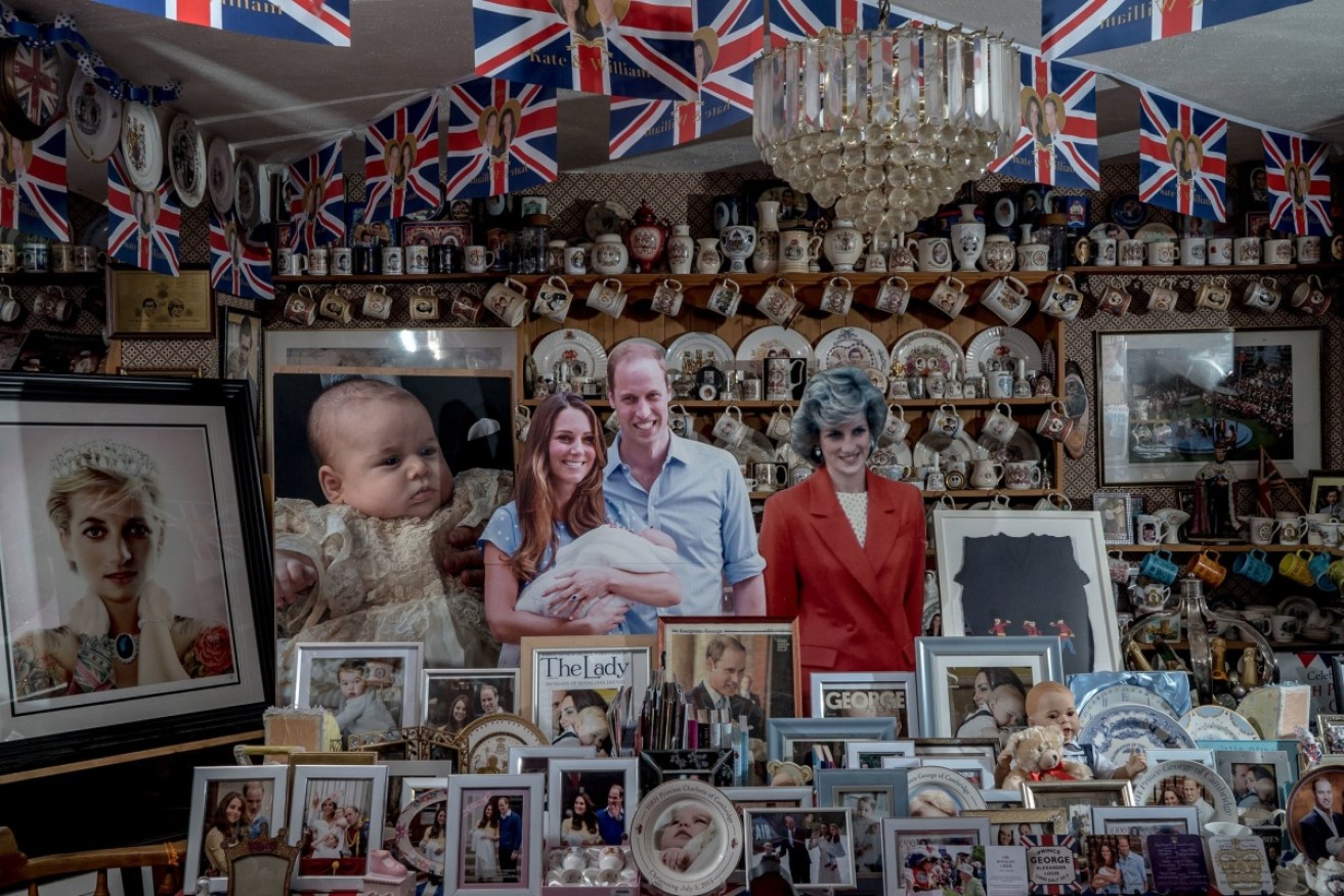 Royal memorabilia are popular items. A portion of Margaret Tyler’s collection at her home in London.