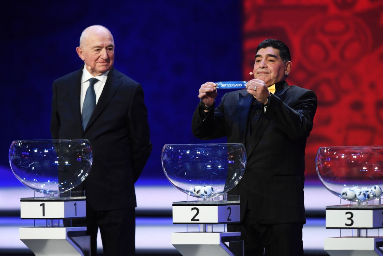 Former Argentine great Diego Maradona at the  Final Draw for the 2018 FIFA World Cup Russia at the State Kremlin Palace on December 1.