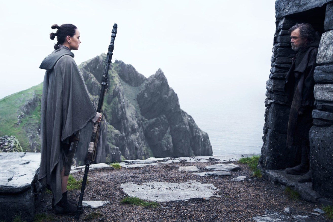 Key players Rey (left) and Luke Skywalker (right) met at the very end of <i>The Force Awakens</i>.