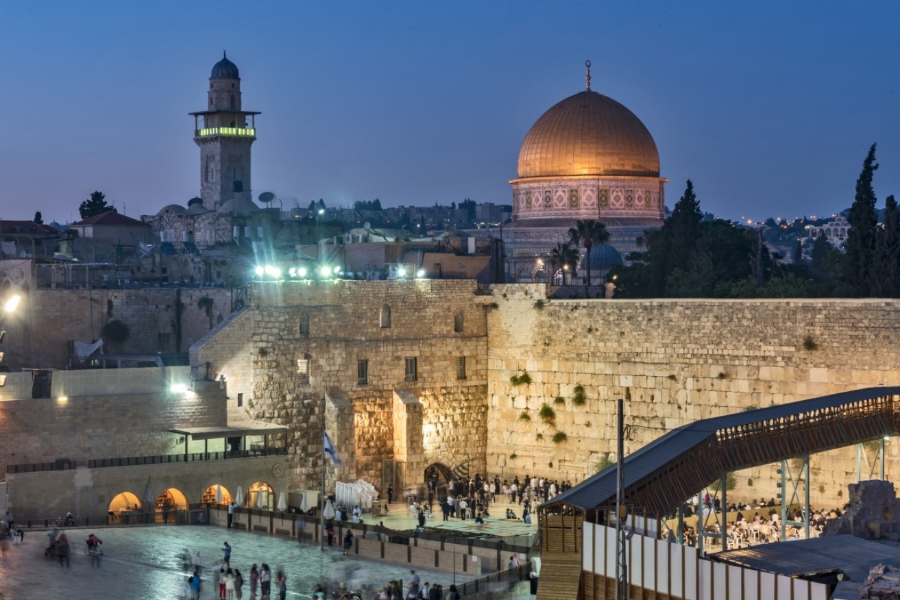 The Dome of the Rock mosque overlooks the Wailing Wall, the holiest Jewish site.