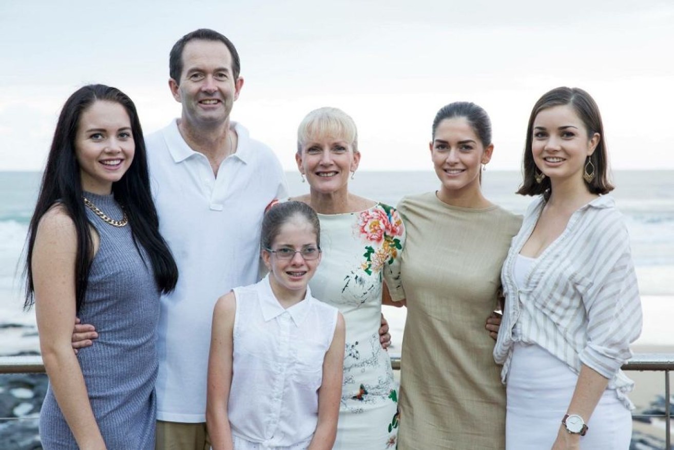 Andrew Wallace with his wife Leonie and daughters Caroline (left), Sarah, Emma and Rebecca.