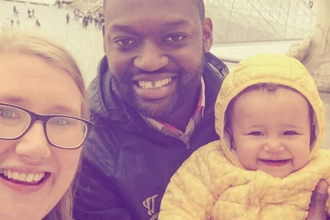 Claire Penno, with her husband, Emmanuel Mpofu, and daughter Anaishe.