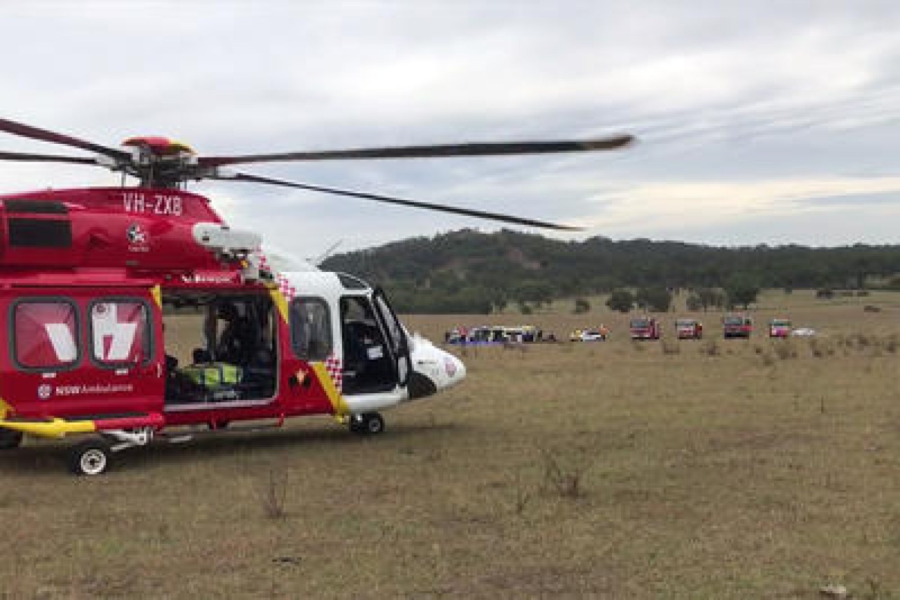 Rescue vehicles at the scene of the accident near Greta in the NSW Hunter Valley. 