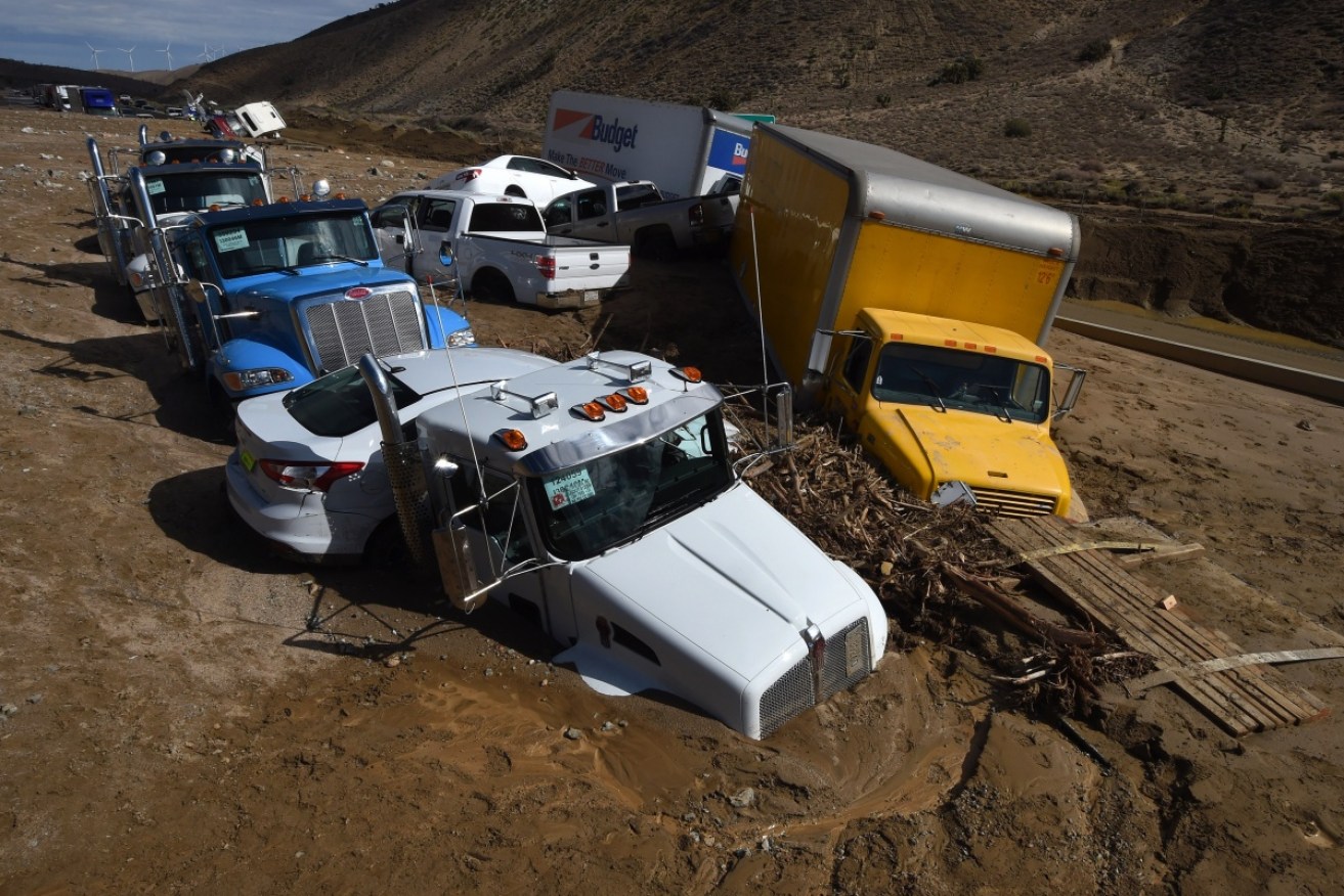 Heavy rains have triggered destructive rivers of mud in southern California.