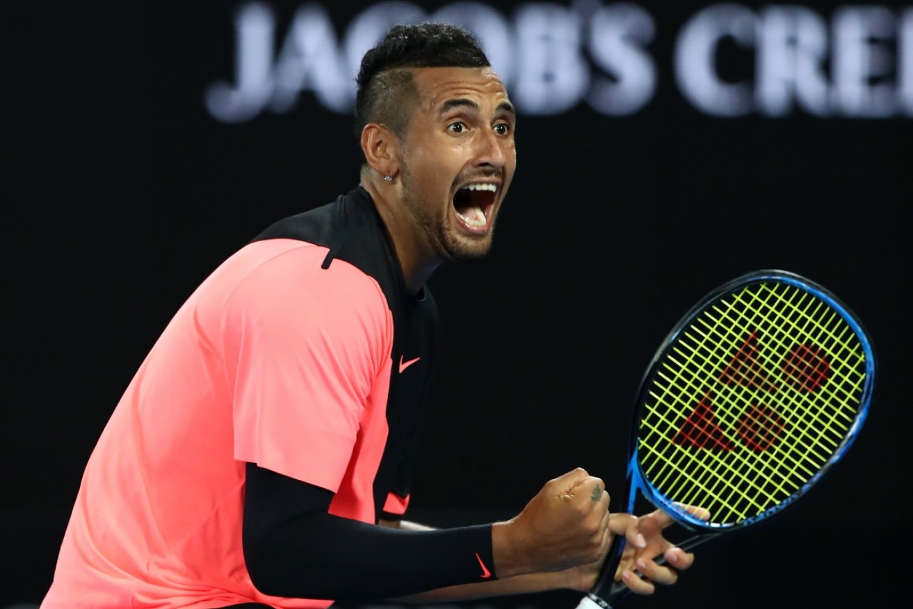 Nick Kyrgios cruised into the second round by defeating Brazil's Rogerio Dutra Silva.