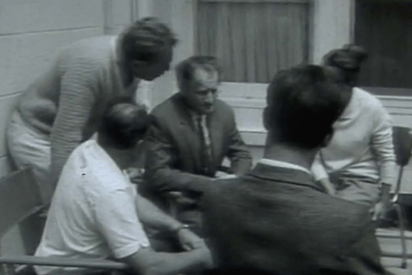 Dutch clairvoyant Gerard Croiset (centre, seated) with the Beaumont parents (seated, left and right).
