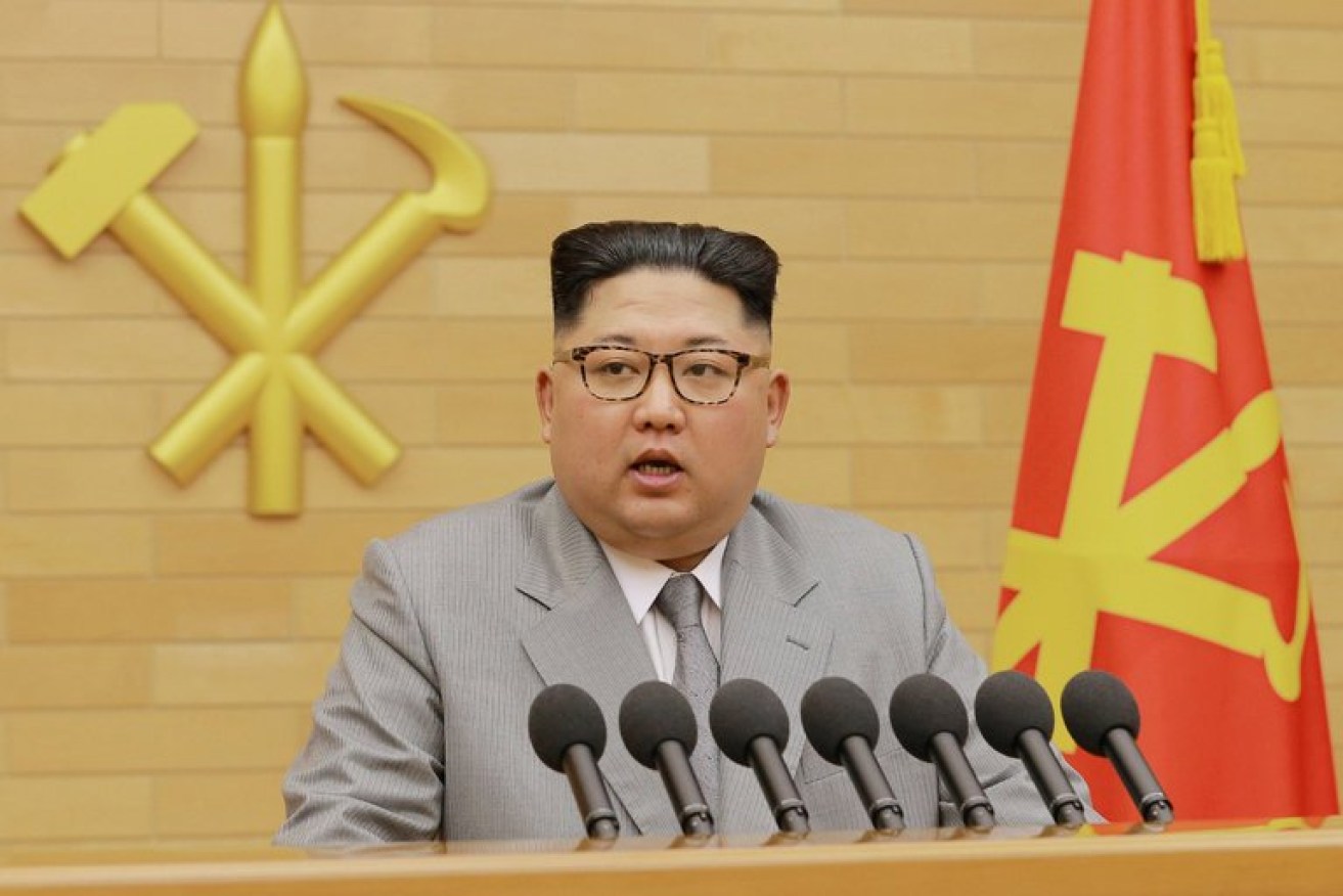 Kim Jong-un giving his New Year’s Day speech on Monday, according to the country’s official news agency.