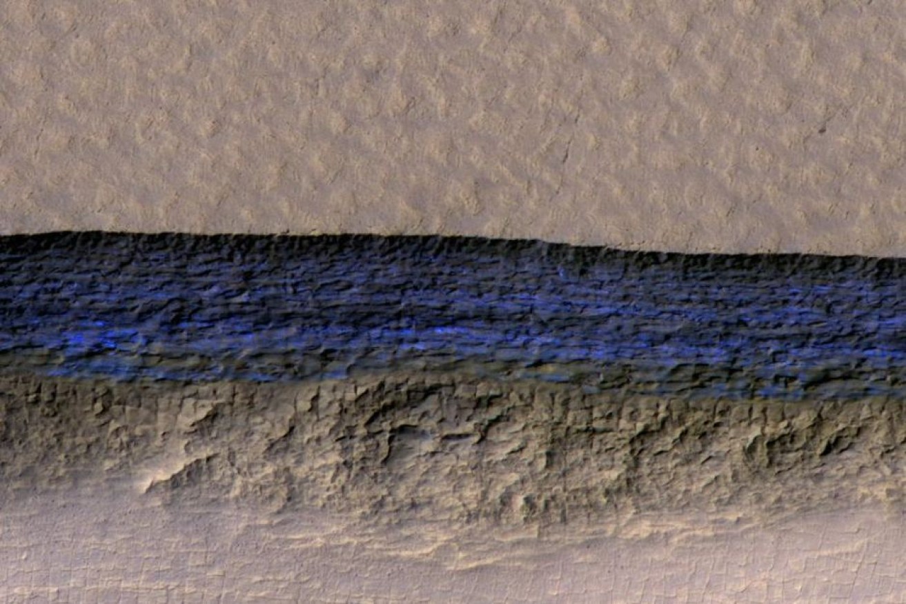 Erosion on Mars has revealed subterranean ice stores, captured here by NASA's camera.