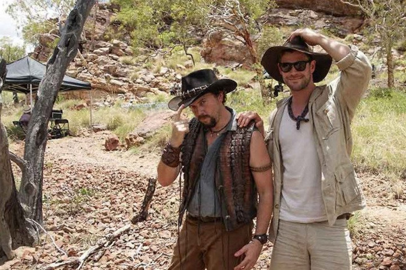 Danny McBride and Chris Hemsworth in the spoof movie trailer which debuted at the Super Bowl.