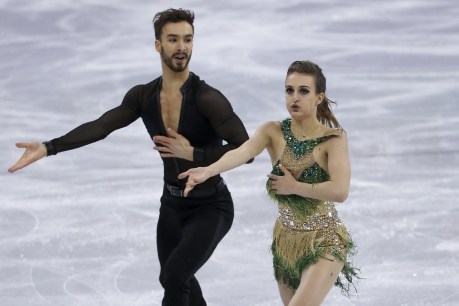 French ice dancer suffers wardrobe malfunction