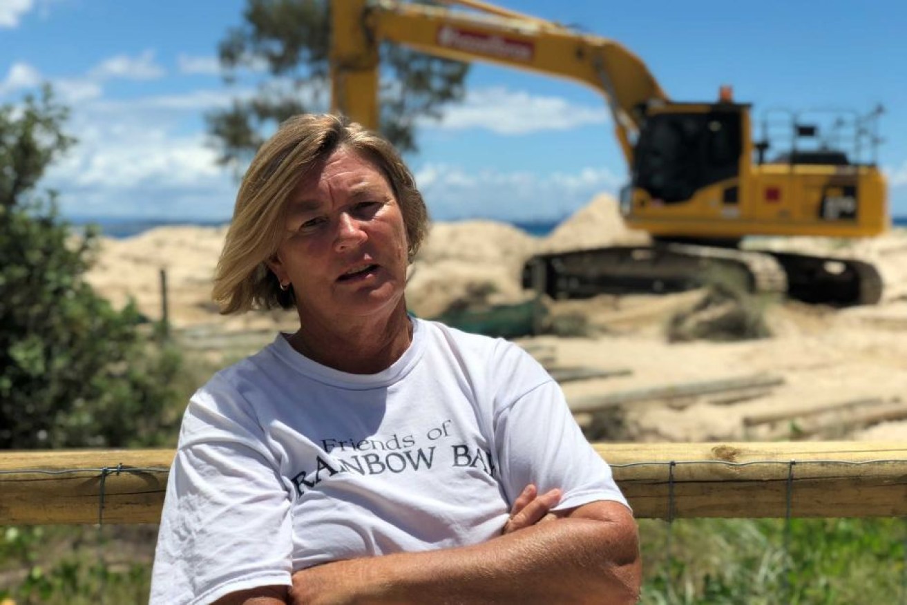 Friends of Rainbow Bay Society spokesperson Kate Miller is unhappy about the sand removal. 