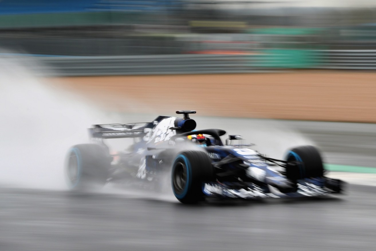 Daniel Ricciardo on track in the new Red Bull at Silverstone.